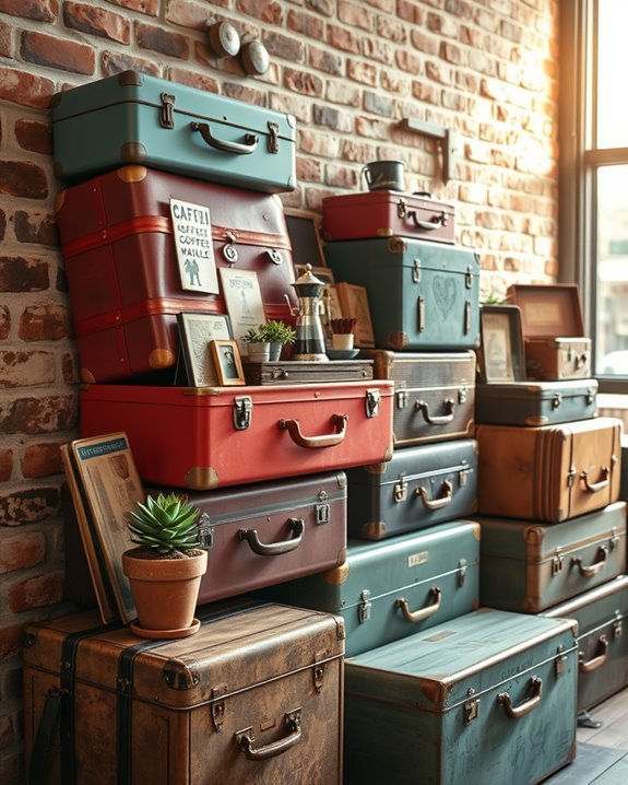 charming vintage suitcase displays