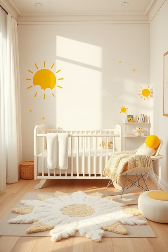 cheerful sunshine themed baby decor