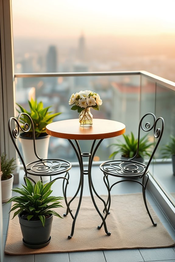 chic balcony bistro setup