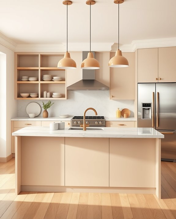 chic beige kitchen lighting
