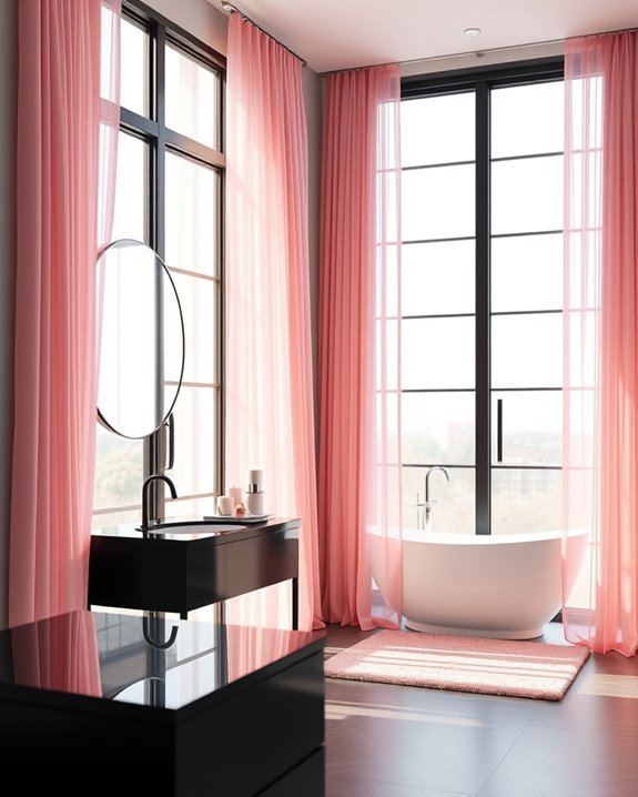 chic black pink window treatments