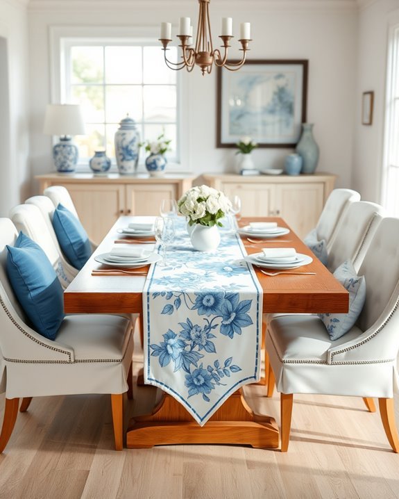 chic blue and white runners