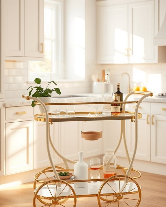 chic cream bar cart
