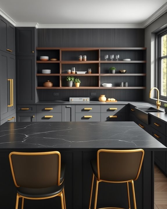 chic dark grey gold combination