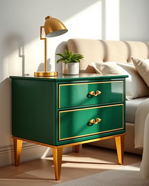 chic green and gold nightstand