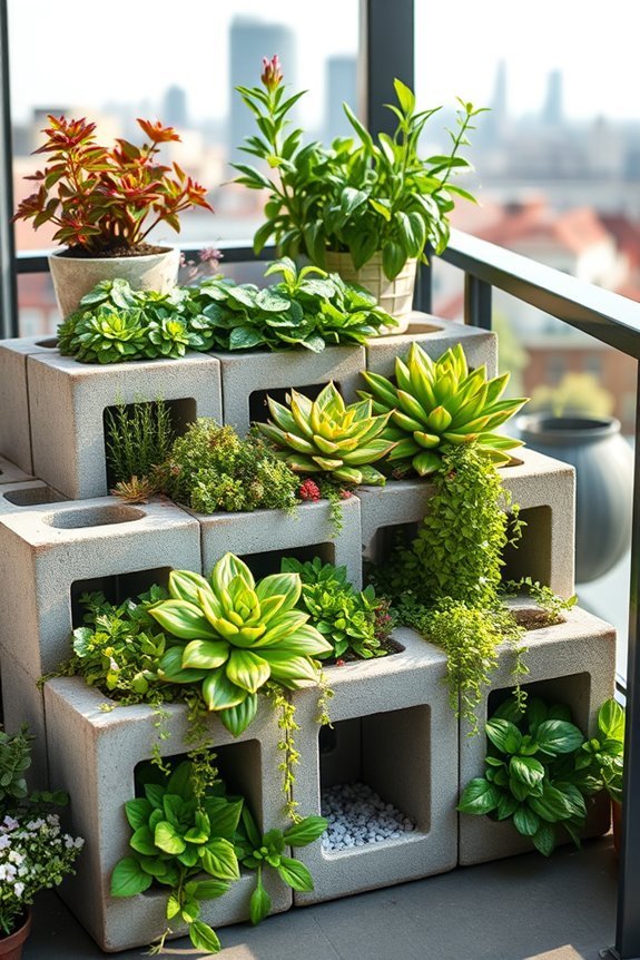 cinder block balcony gardens