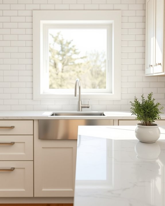 classic white subway backsplash