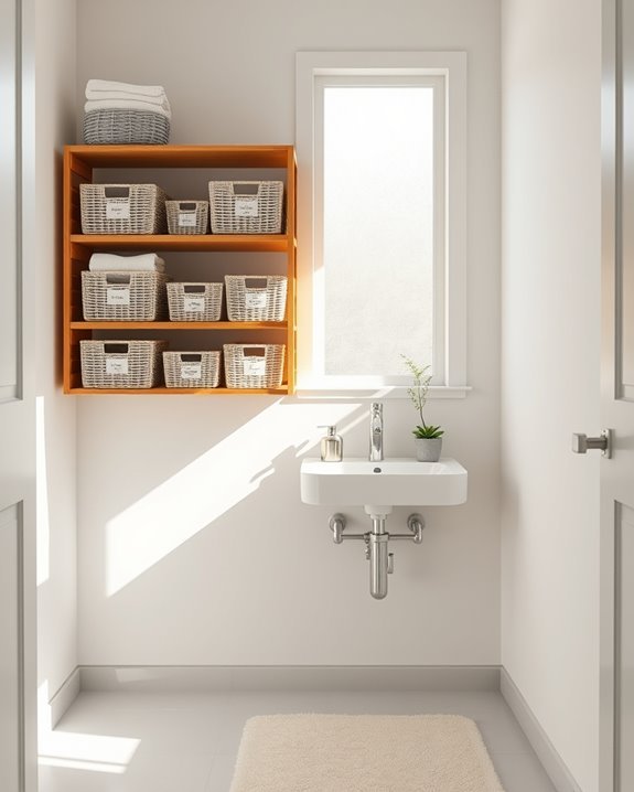clever bathroom basket organization