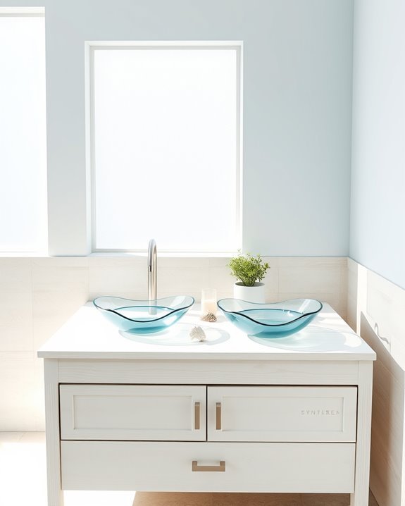 coastal inspired clear vessel sinks