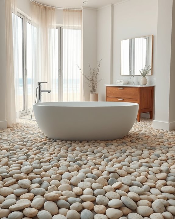 coastal inspired pebble flooring