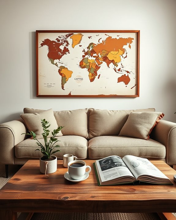 coffee origin map art