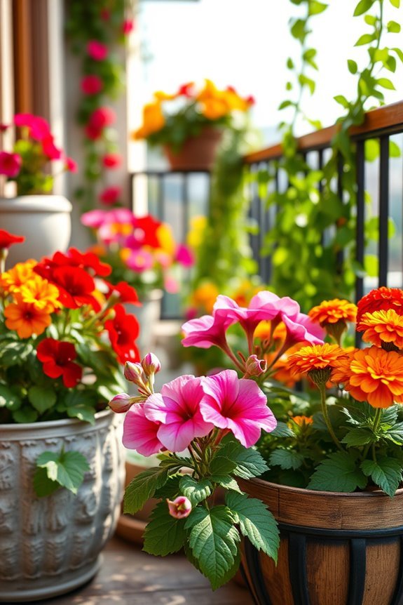 colorful balcony annuals display