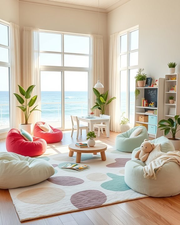 colorful beach themed play areas