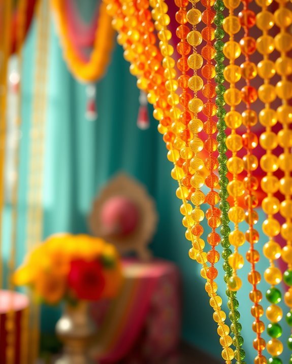 colorful beaded curtain decor