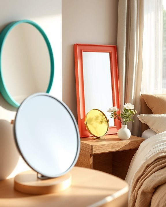 colorful mirrors enhance decor