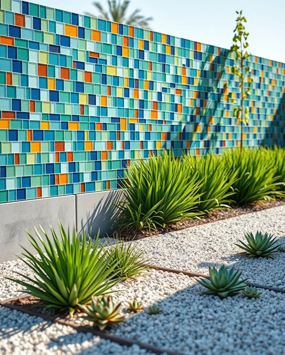 colorful mosaic concrete fencing