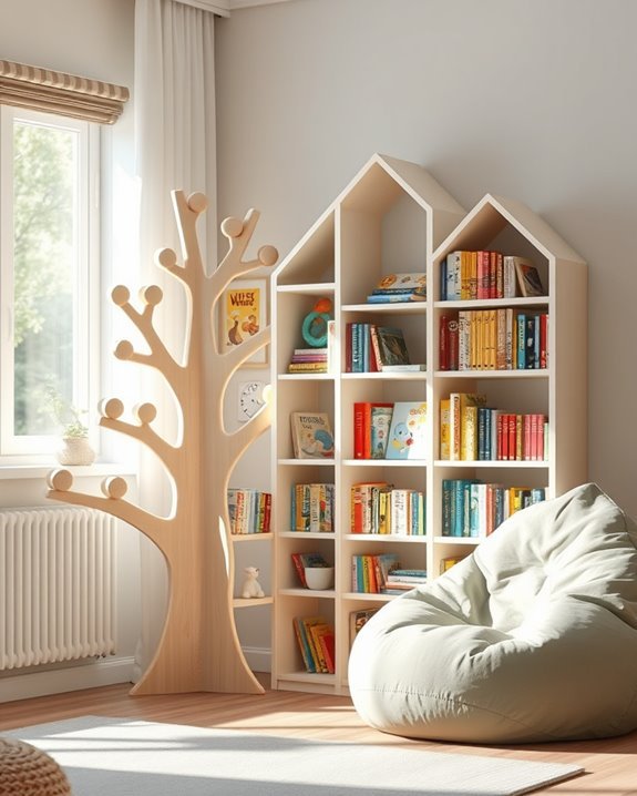 colorful organized children s bookshelf