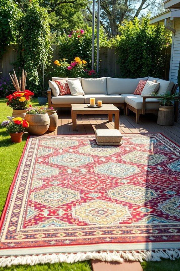 colorful outdoor rugs enhance spaces