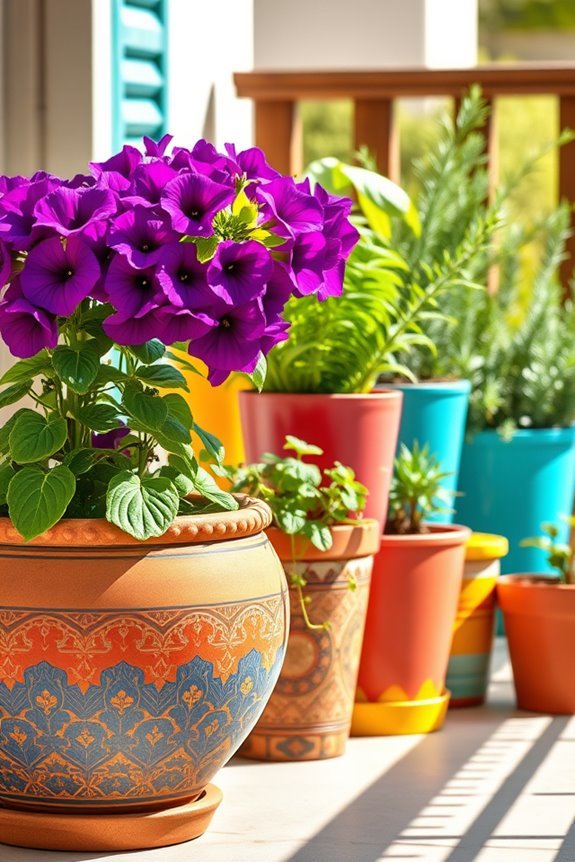 colorful pots brighten balconies