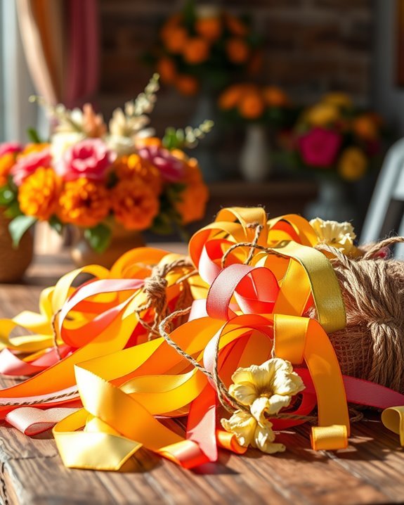 colorful ribbons enhance decor