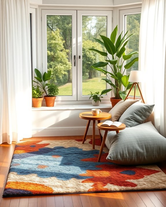 colorful rug enhances decor