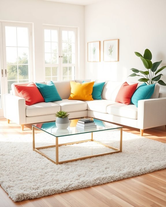 colorful throw pillow accents