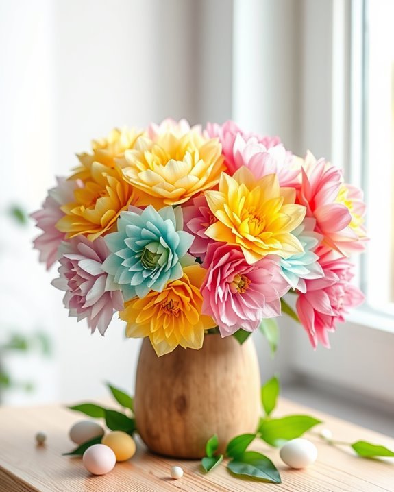 colorful tissue paper flowers