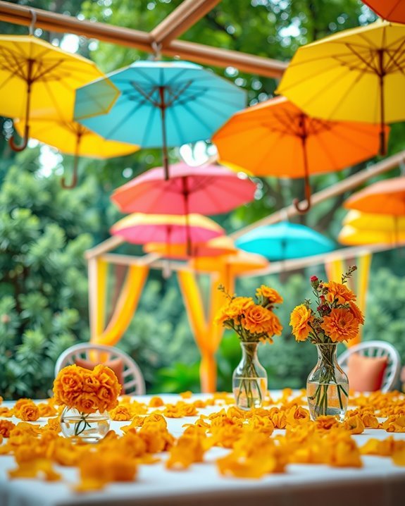 colorful umbrella hanging decor