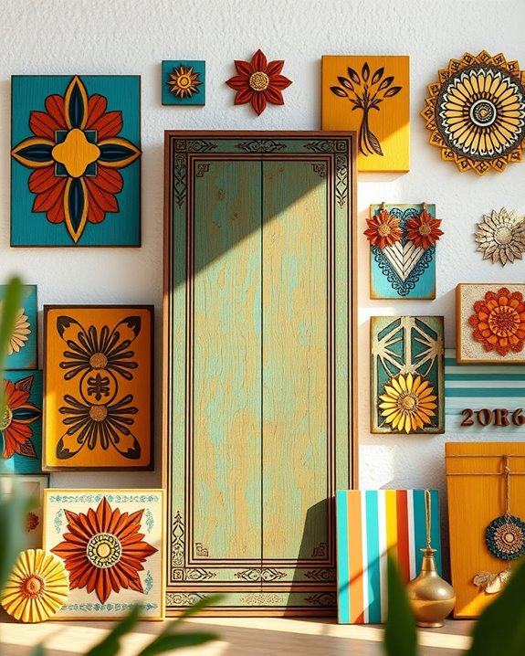 colorful wood panel decor