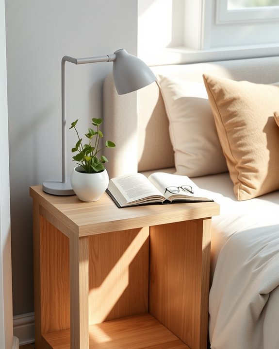compact corner bedside table