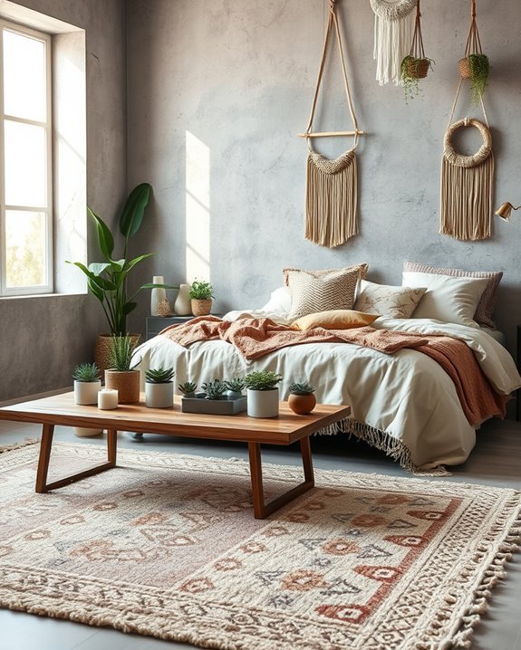 concrete meets bohemian warmth