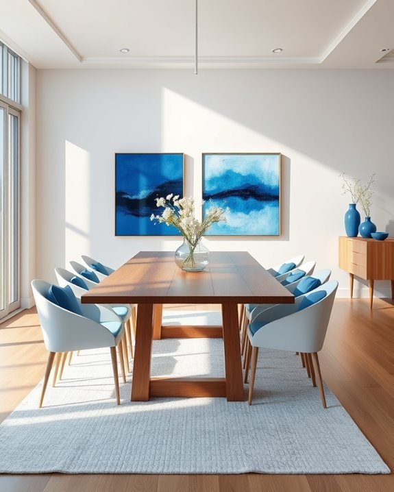 contemporary blue art decor
