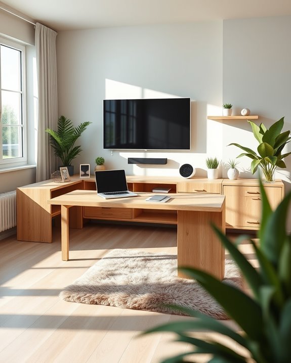 corner desk entertainment integration