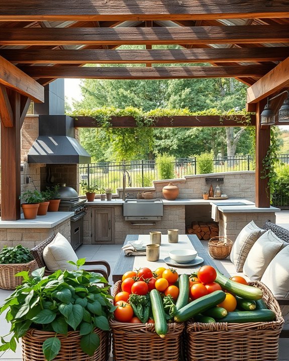 covered outdoor cooking area