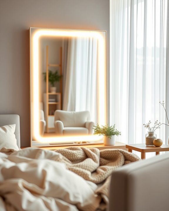 cozy backlit mirror ambiance