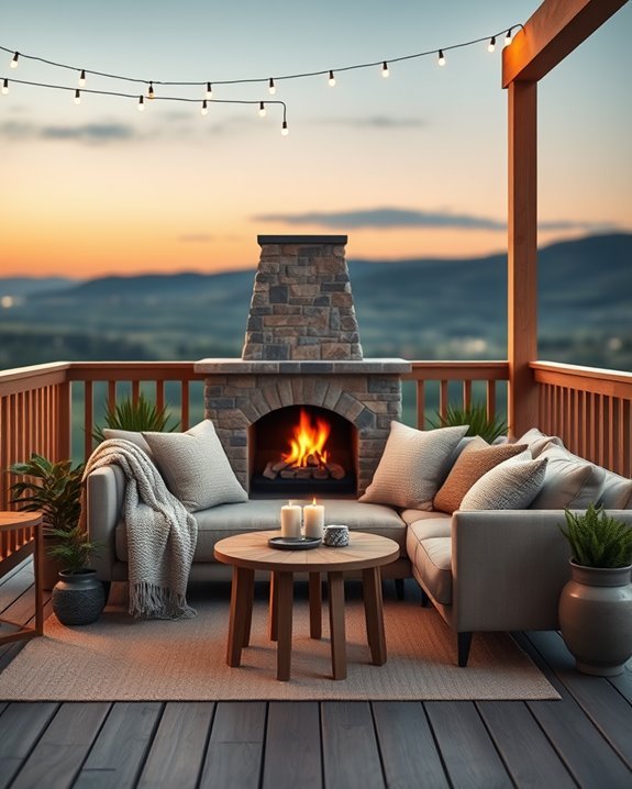 cozy balcony fireplace retreat