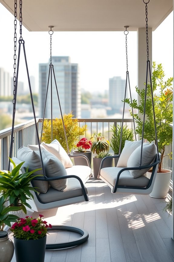 cozy balcony swing chairs