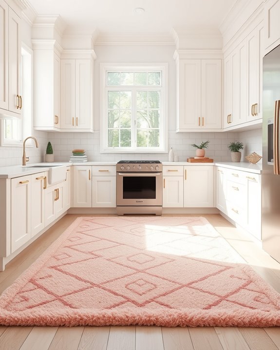 cozy blush pink kitchen rugs