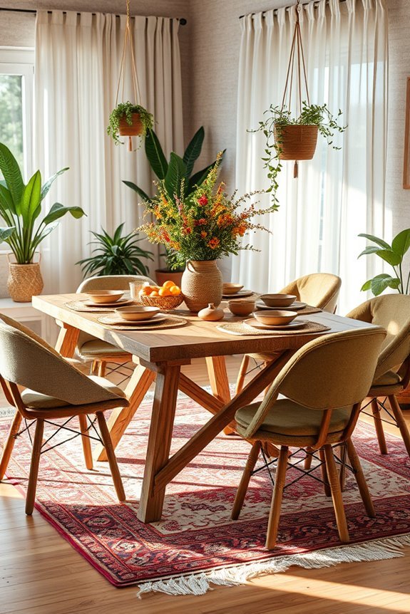 cozy bohemian dining decor