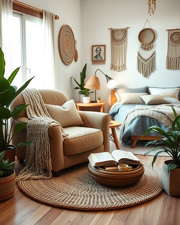 cozy boho reading corner