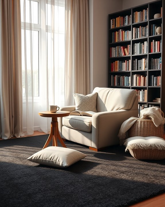 cozy carpeted reading corner