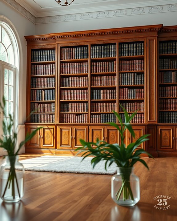 cozy classic oak bookshelves