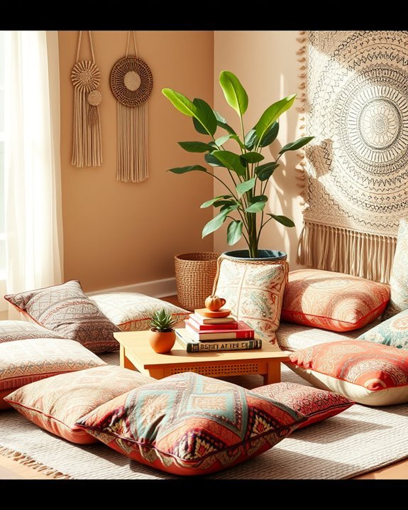 cozy colorful floor seating