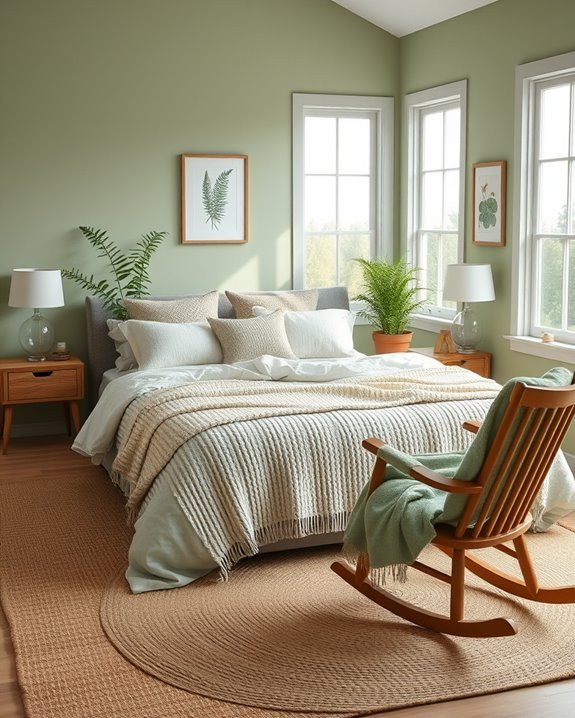 cozy cottage style green interiors