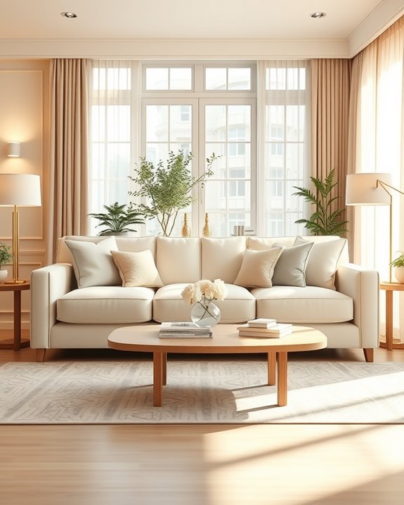 cozy cream sofa lighting