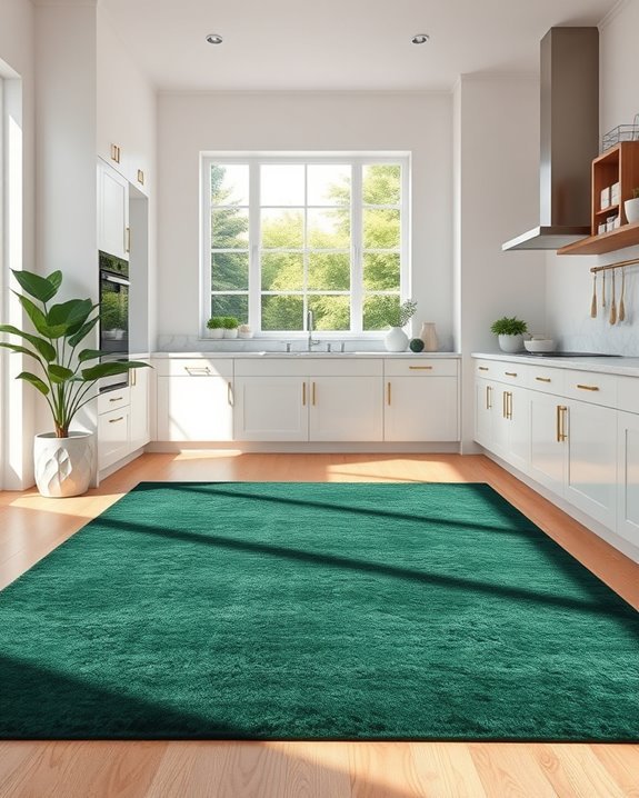 cozy dark green rugs
