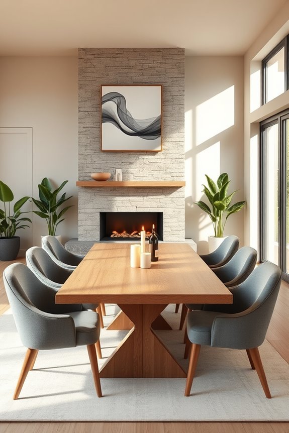 cozy dining fireplace ambiance
