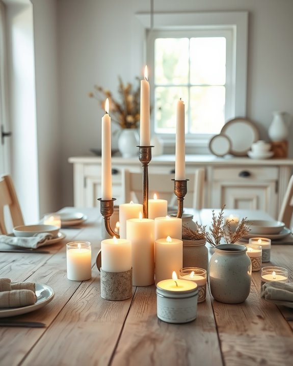 cozy farmhouse candle arrangements