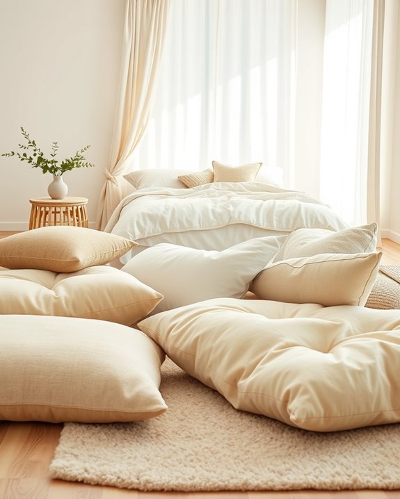 cozy floor cushion arrangement