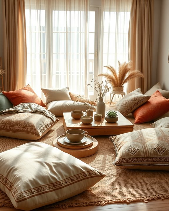 cozy floor cushions dining